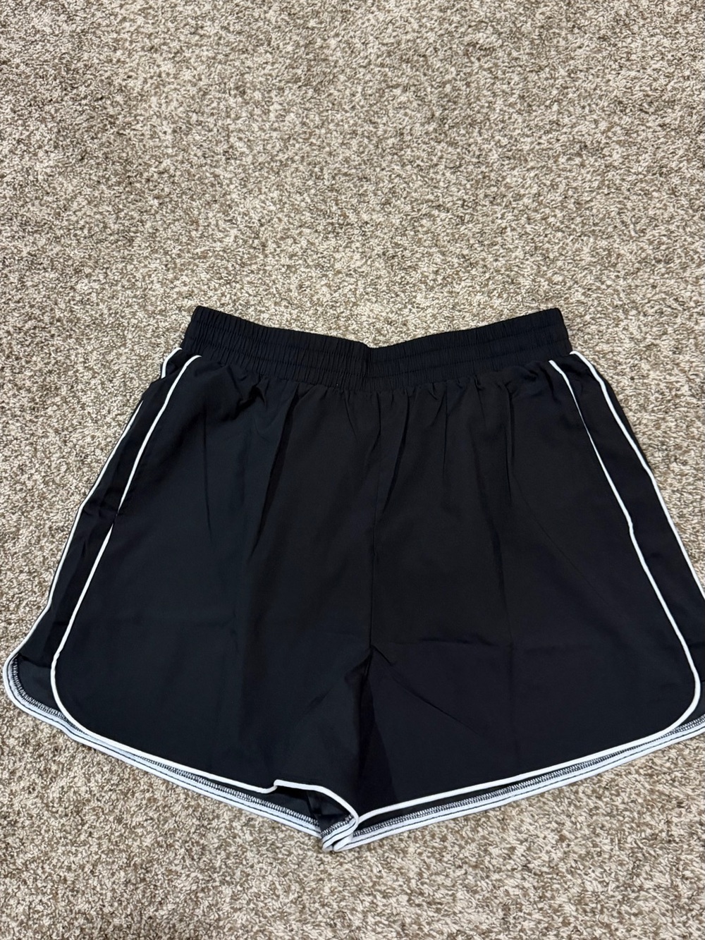 Women's Black Athletic Shorts with White Trim